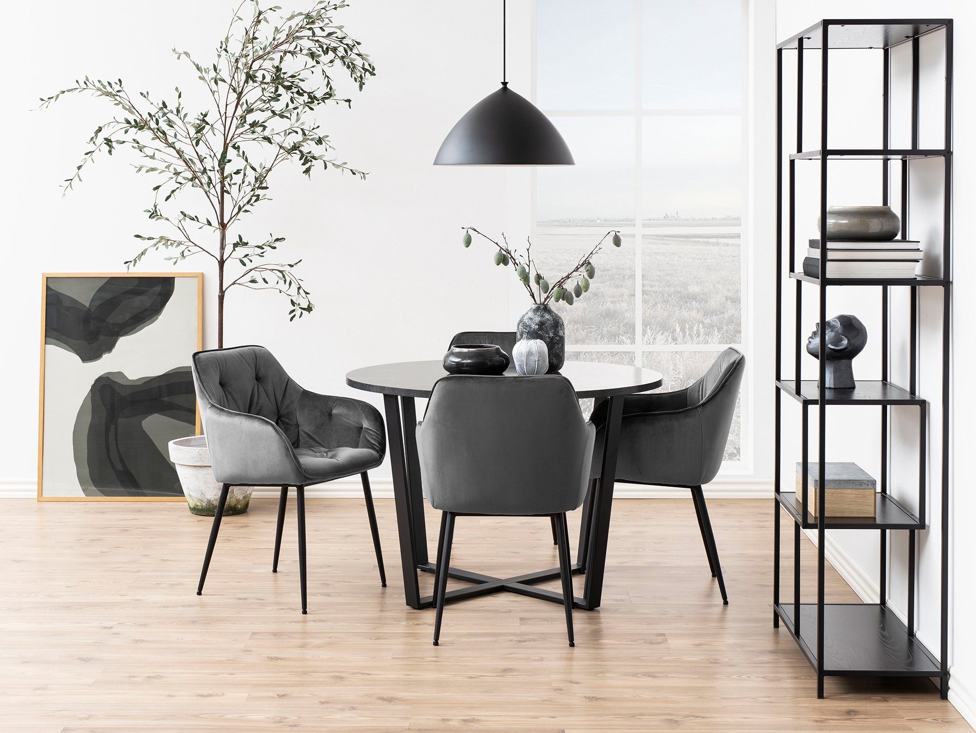 Moebel-Eins Schalenstuhl BALCO Schalenstuhl, Samtoptik, Metall schwarz, BALCO Schalenstuhl, Samtoptik, Metall schwarz