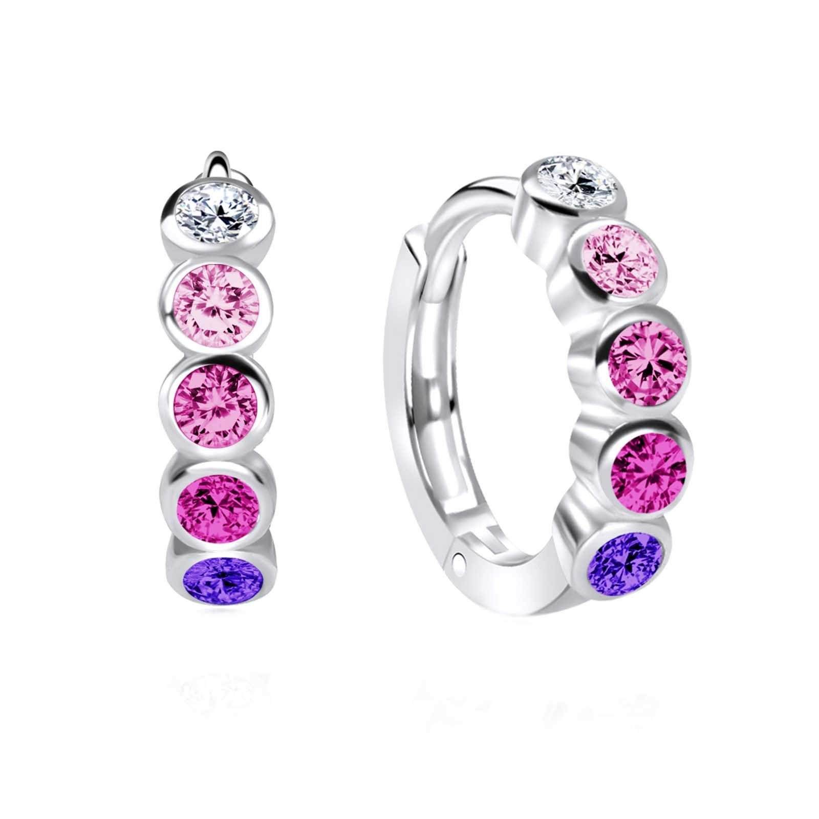schmuck23 Klappcreolen Ohrringe Creolen 925 Silber Damen Kinder Mädchen, Silberschmuck Kinderschmuck Zirkonia Geschenk