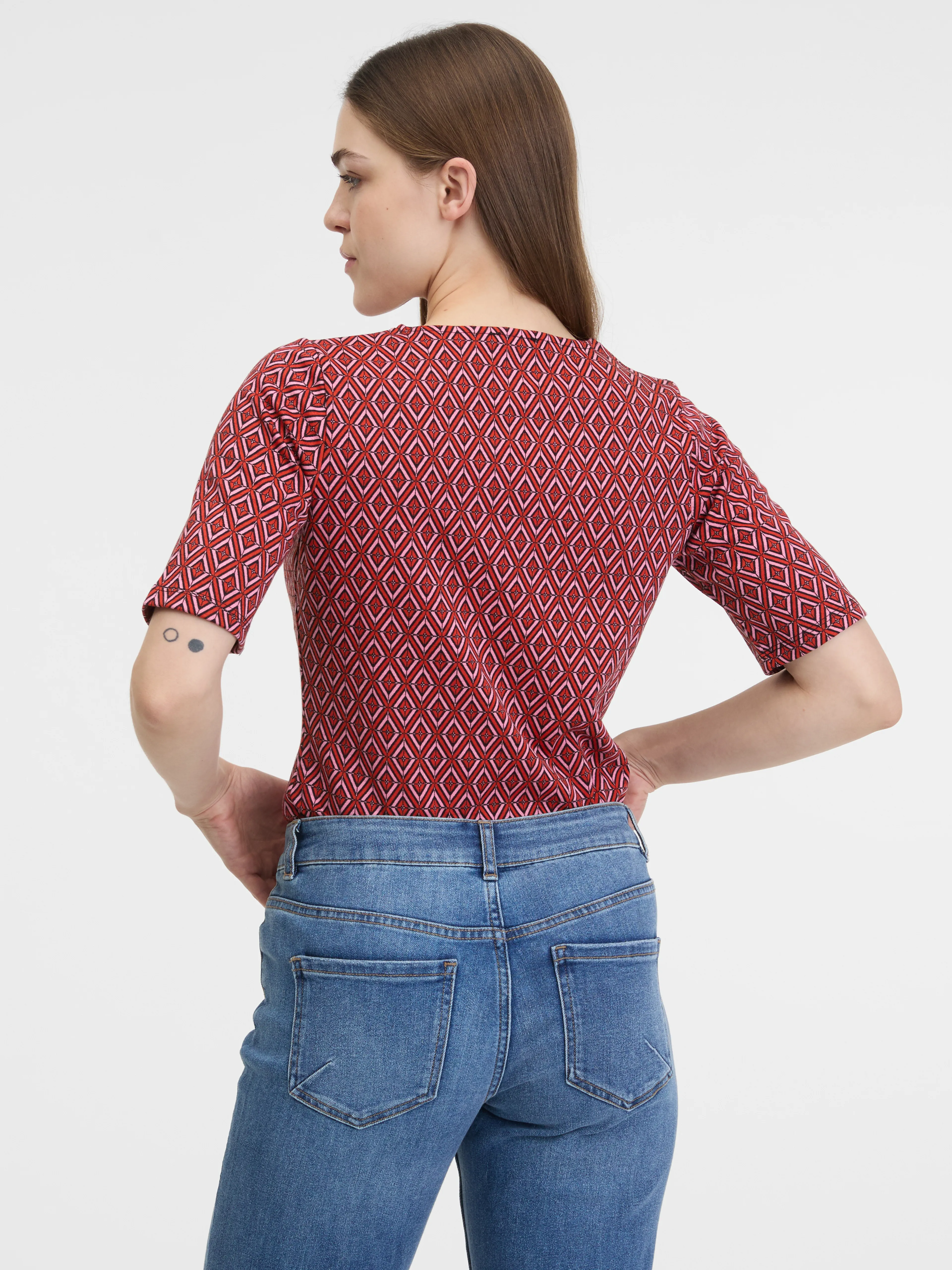 Rotes gemustertes Damen T-Shirt ORSAY