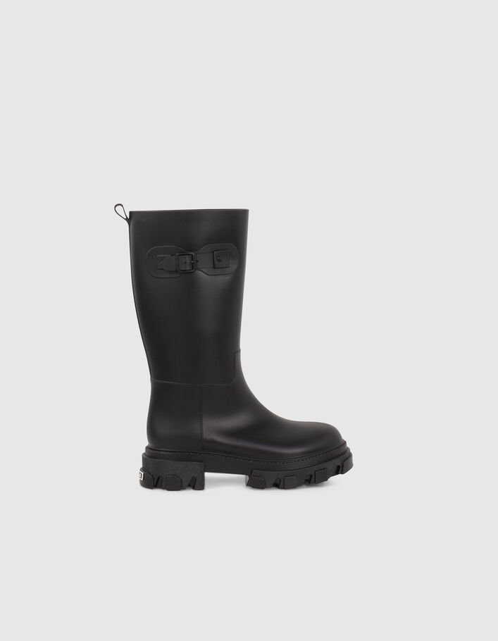 Bottes de pluie noires crantées Femme