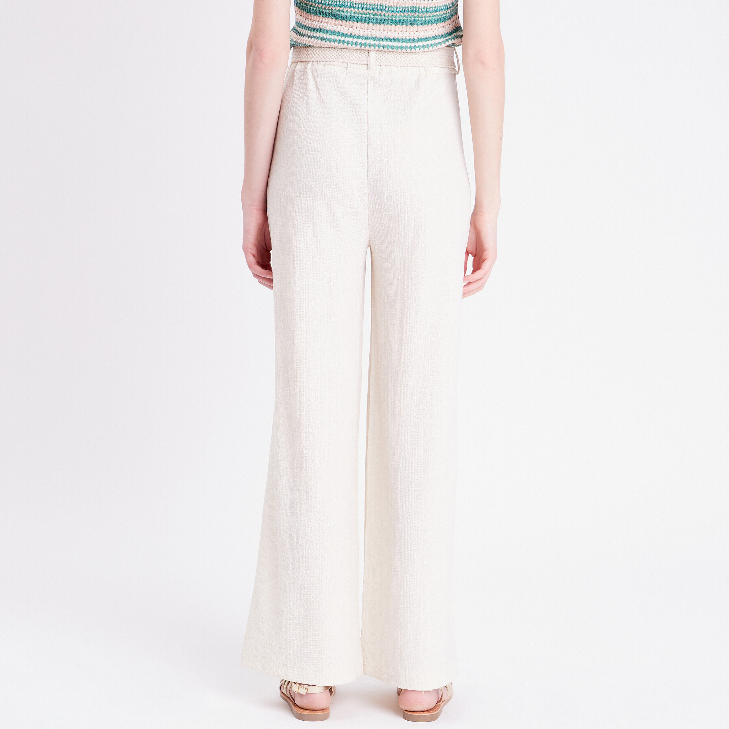 Pantalon large ceinturé sable femme | Cache Cache