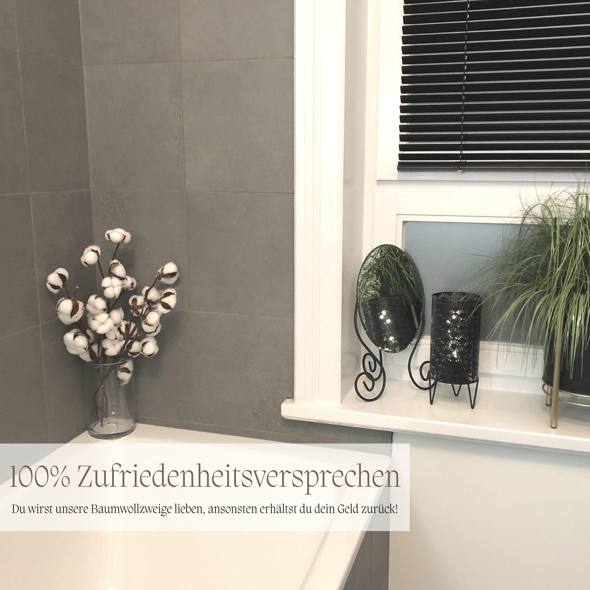 Trockenblume Echter Baumwollzweig - Baumwolle Zweig, Trockenblumen, Pampasgras Deko Baumwollzweig, Nina-Maria's Deko Gold, Höhe 53 cm, jeder Stiel hat 10 Köpfe