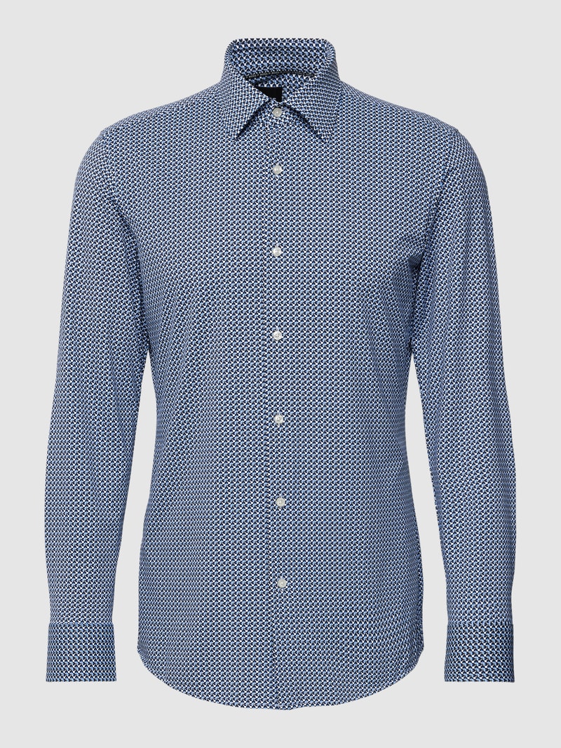 Performance Fit Freizeithemd mit Allover-Muster Modell 'Hank' in blau