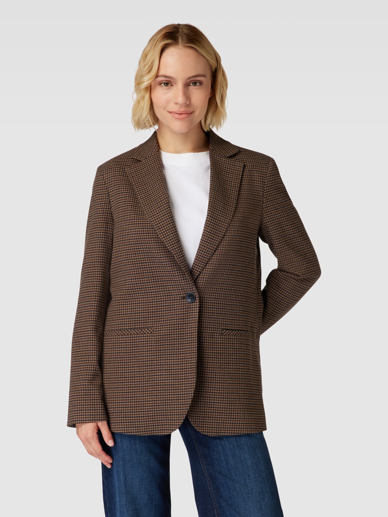 Blazer mit Viskose-Anteil und Paspeltaschen in schokobraun