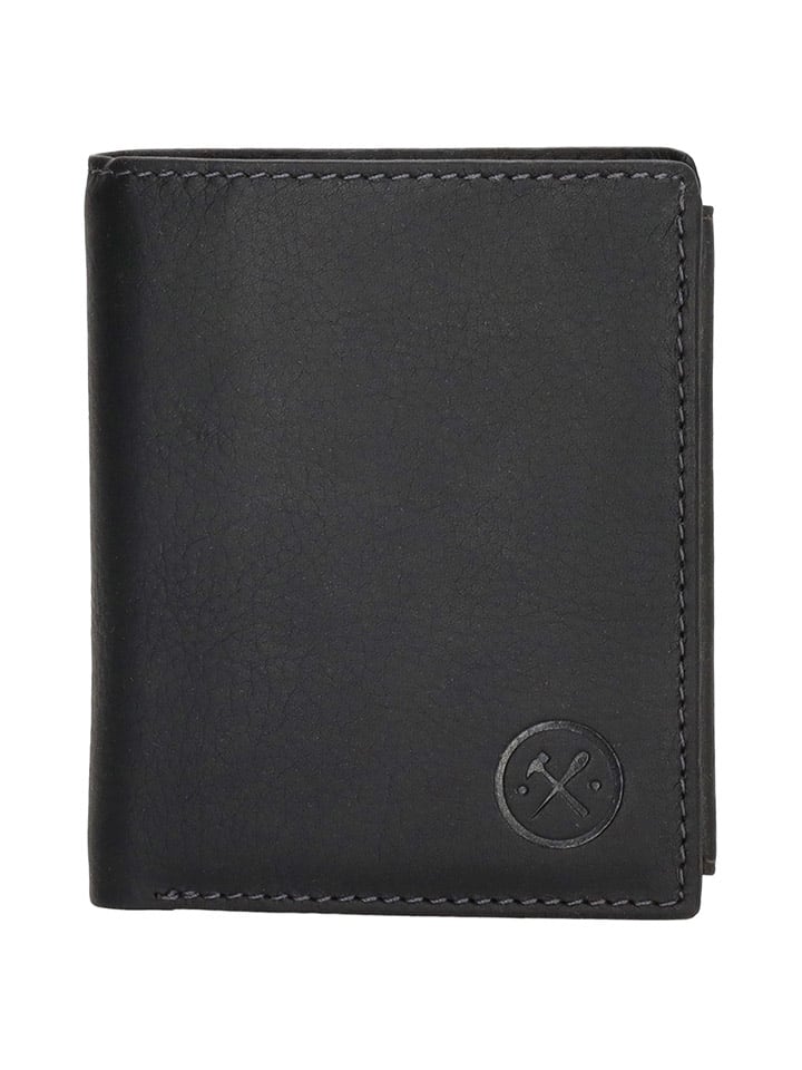 HIDE & STITCHES Leder-Geldbörse in Schwarz - (B)10 x (H)8 x (T)1,5 cm günstig kaufen onesize