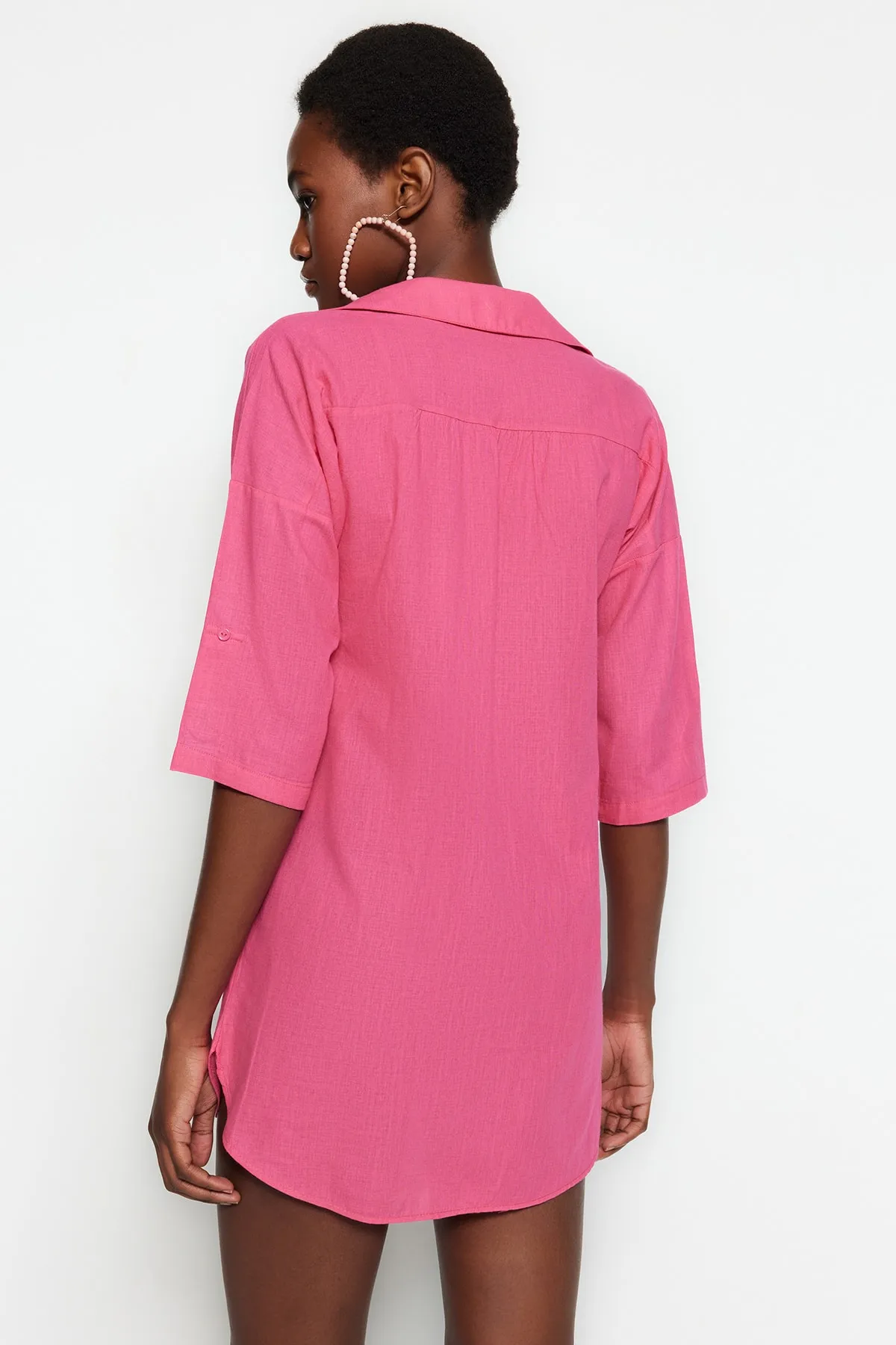 Trendyol Collection  Fuchsia Mini-Strandkleid aus 100 % gewebter Baumwolle TBESS21EL3979