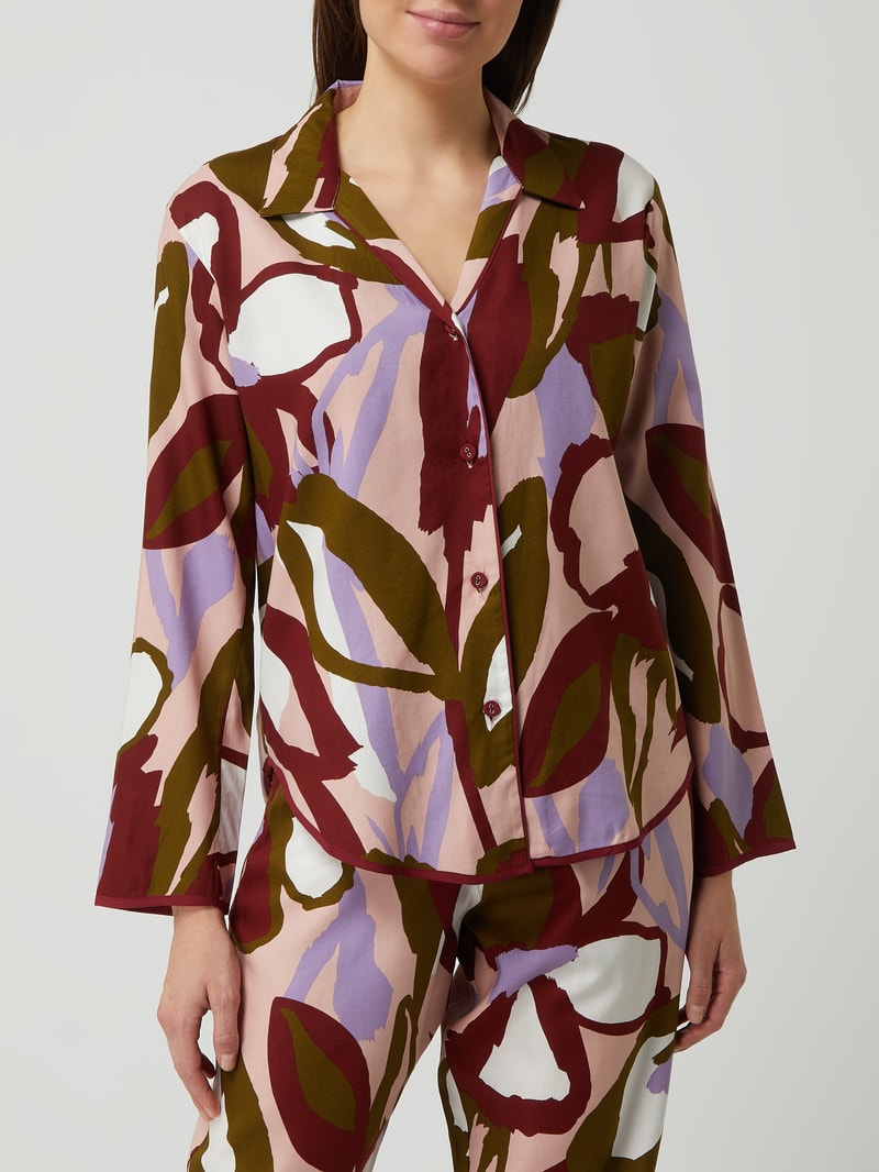 Pyjama-Oberteil aus Baumwoll-Modal-Mix Modell 'Nina' in bordeaux rot
