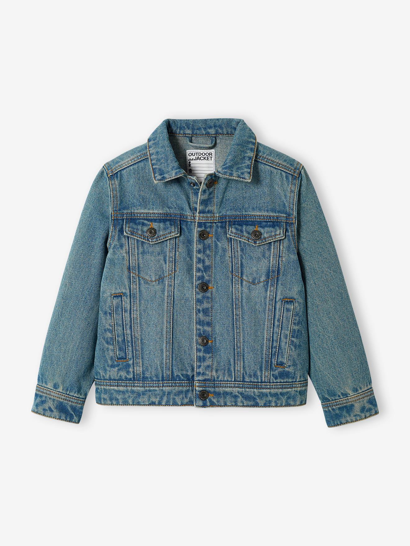 Vertbaudet Kinder Oversized-Jeansjacke waterless Oeko-Tex, personalisierbar - schwarz