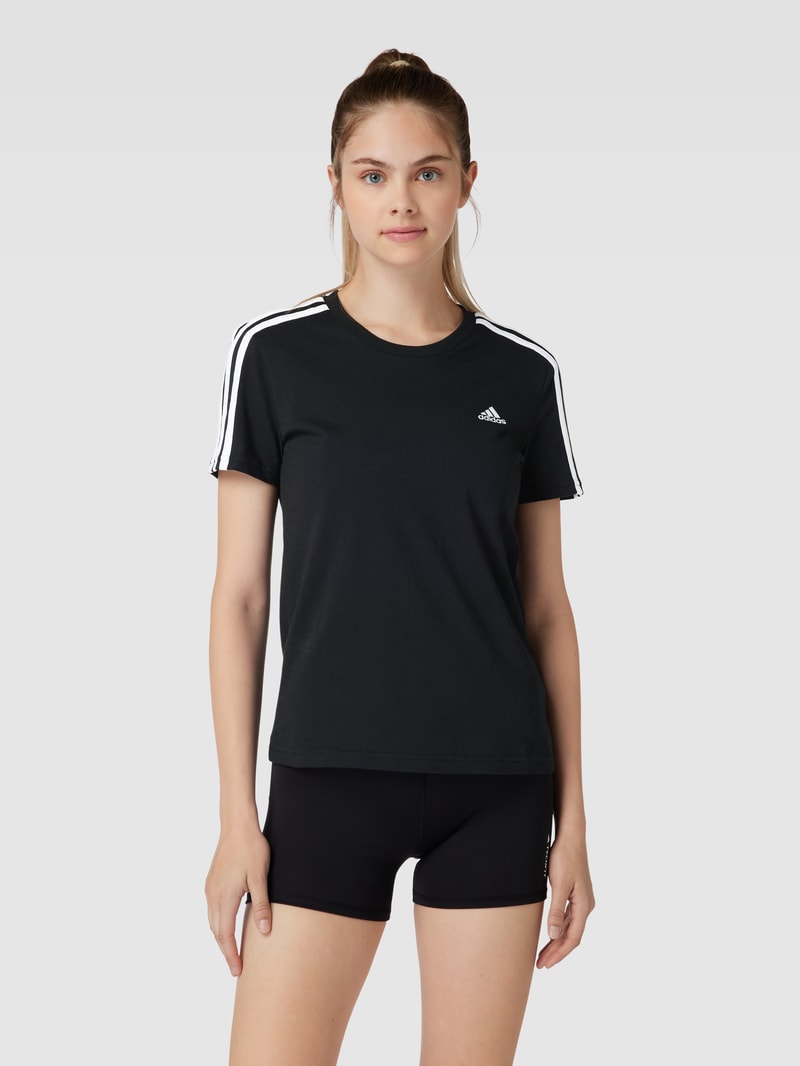 T-Shirt mit Galonstreifen in schwarz