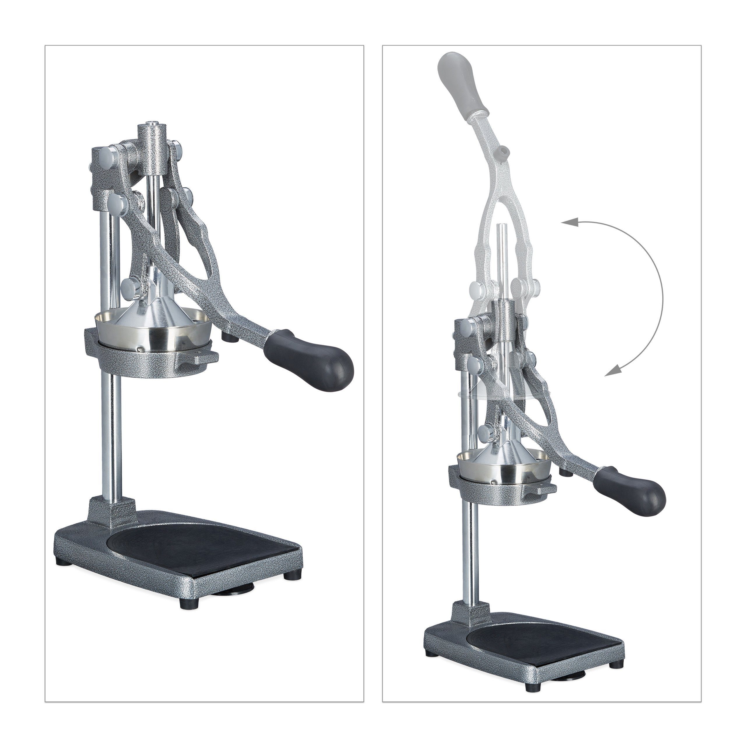 relaxdays 2in1 Zitruspresse Saftpresse manuell mit Schneide-Aufsatz