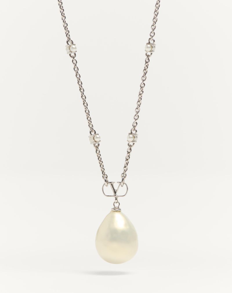 Colar com a assinatura VLogo em metal, pérola e cristais Swarovski®