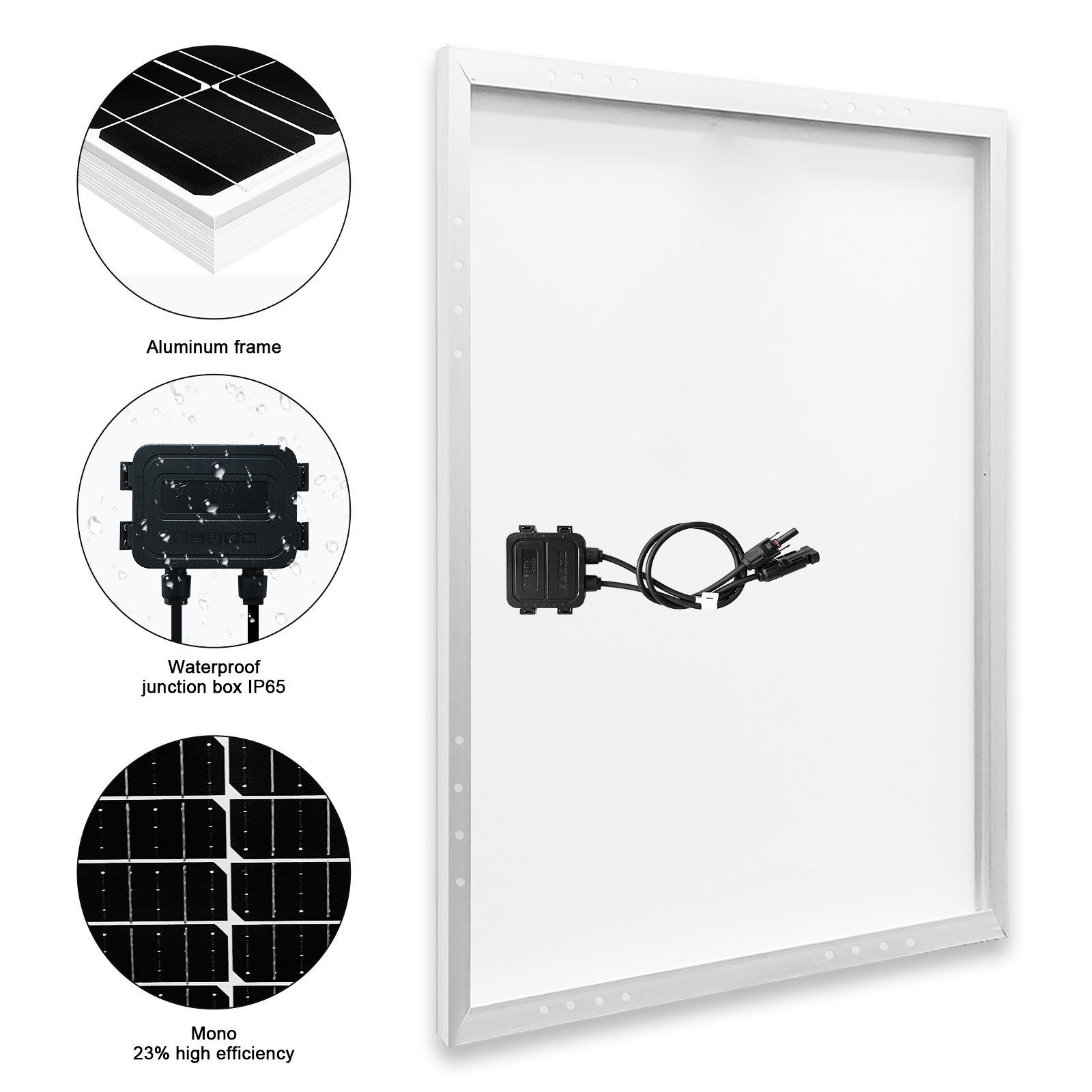 GLIESE Solarmodul 100 Watt 12 Volt Mono Solarpanel, 100,00 W, Monokristallin, (Set, 100W Solarmodul)