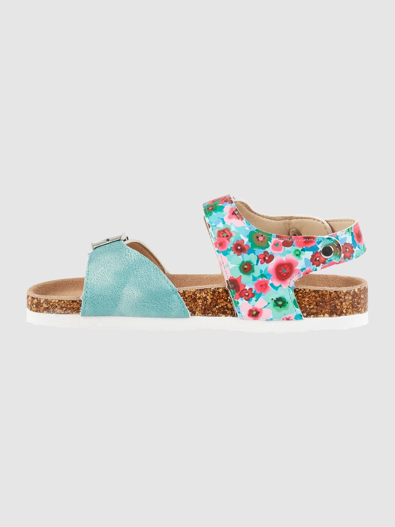 Sandalen mit floralem Muster in hellblau