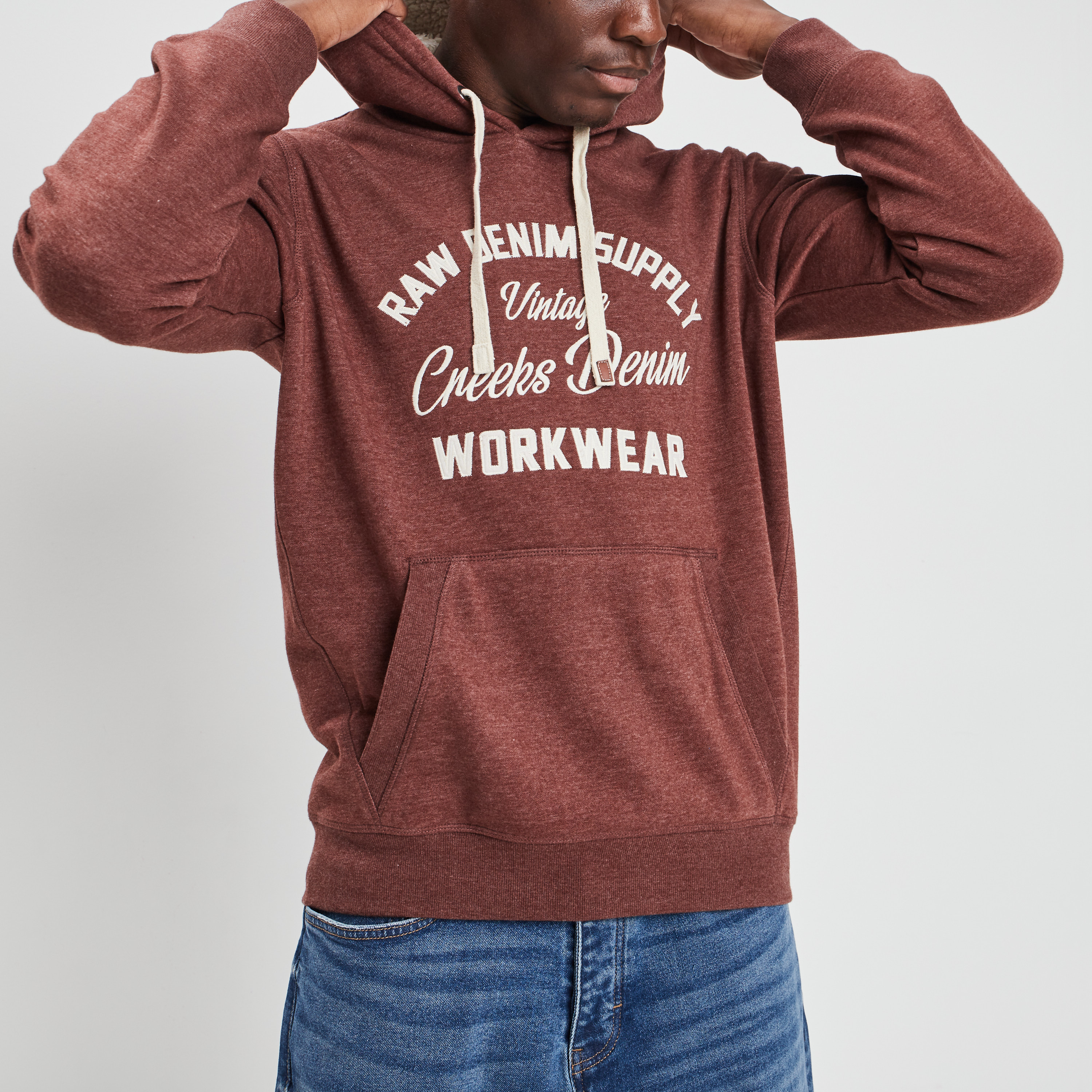 Gilet à capuche hoodie Creeks bordeaux homme | La Halle