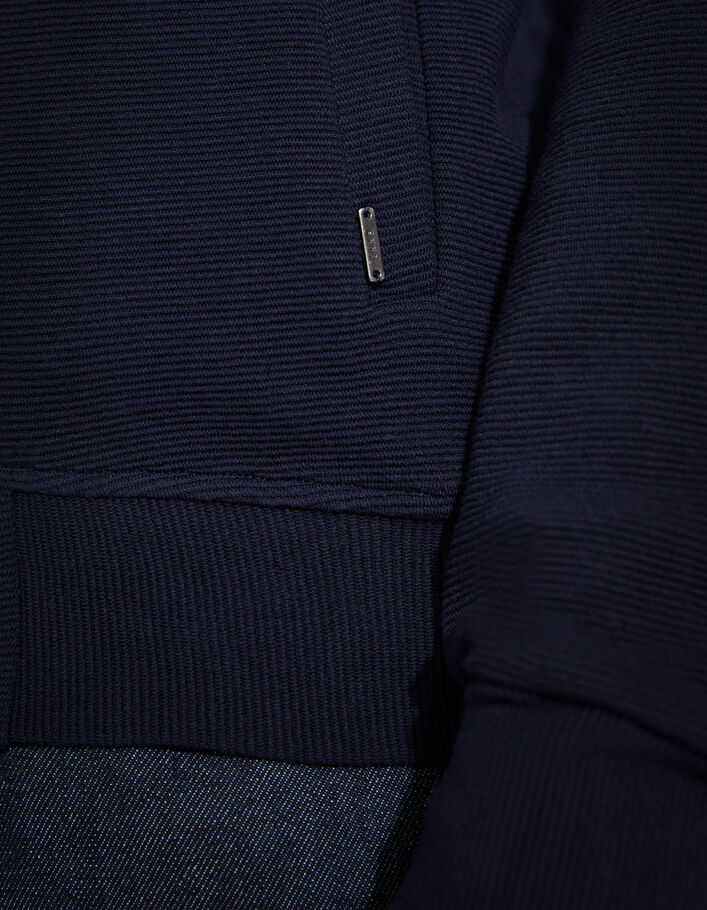 Cardigan marine reliefé à capuche Homme