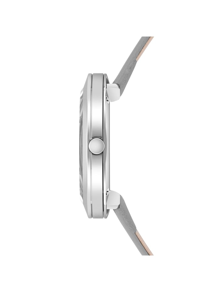 Rhodenwald & Söhne Damen Quarzuhr silber Echtleder grau in grau günstig kaufen 18 cm