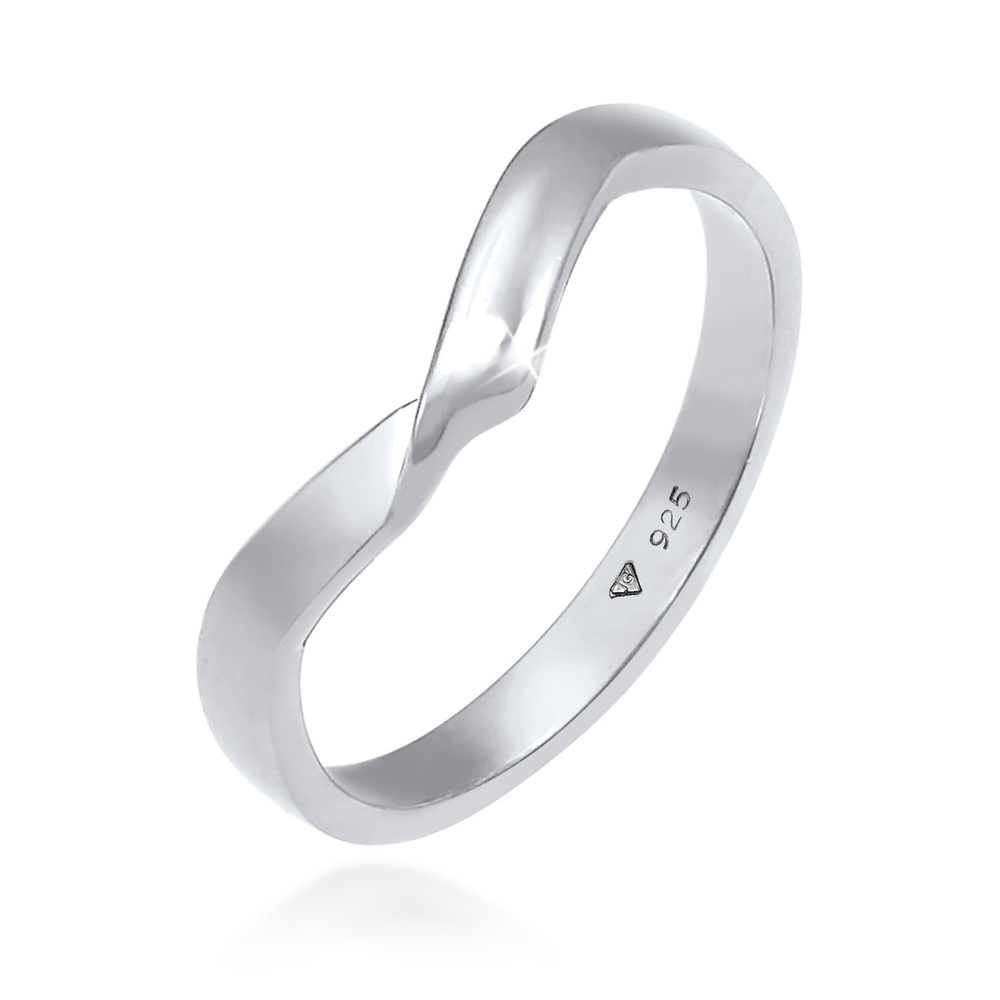 Elli Elli Bague Bague pour dames en forme de V Tendance tordue Basic Minimal en argent Bague