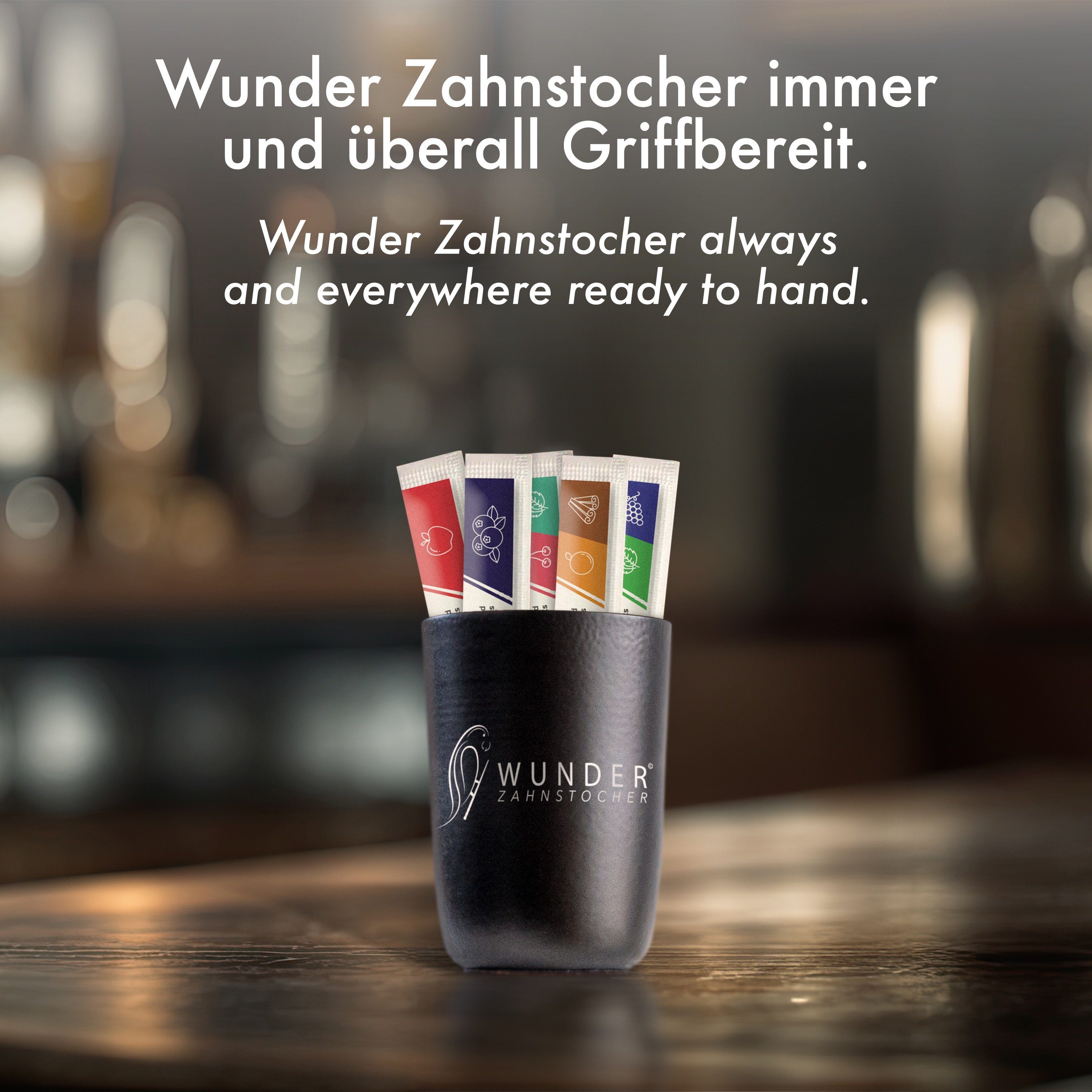 Wunder Zahnstocher Mundpflegecenter Wunder Zahnstocher mit Geschmack - Becher Schwarz + 80er Single Pack