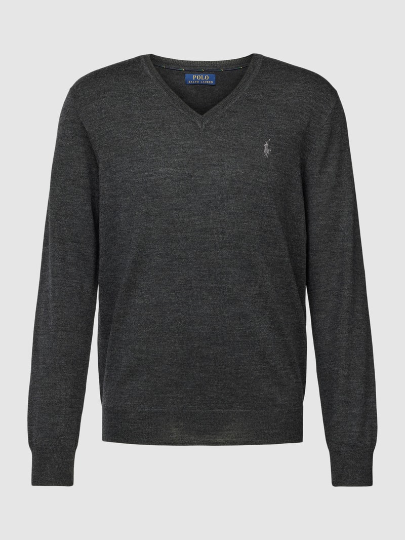 Longsleeve mit Logo-Stitching in anthrazit