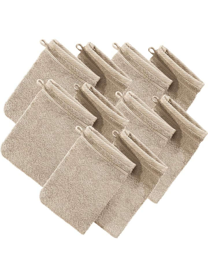 Erwin Müller Frottier Waschhandschuh 10er-Pack Heidelberg in beige günstig kaufen 15 x 21 cm