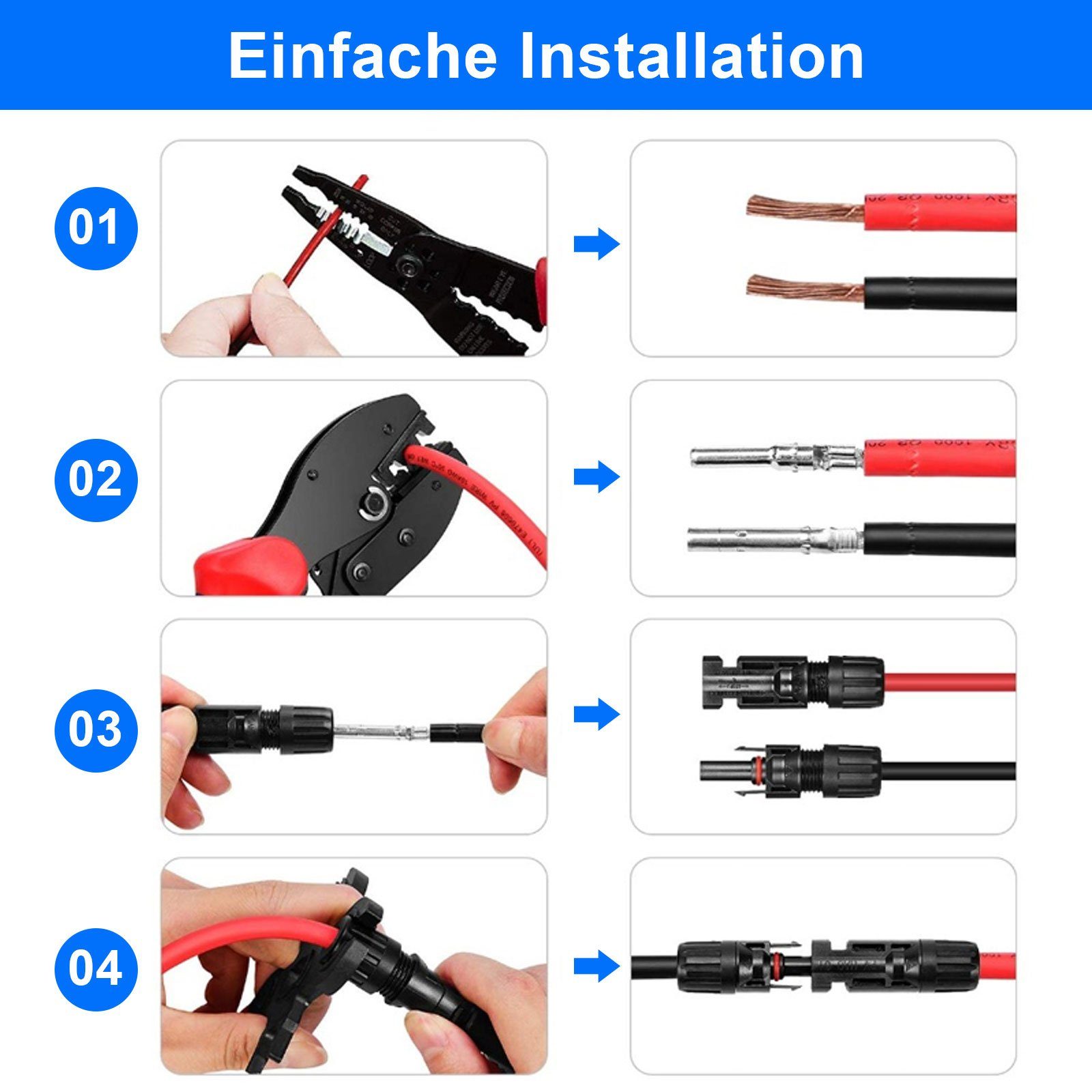 PFCTART Solarmodul MC4 Solarstecker,Stecker, Anschluss, Abdichtung, 5 Paare, (5-St)