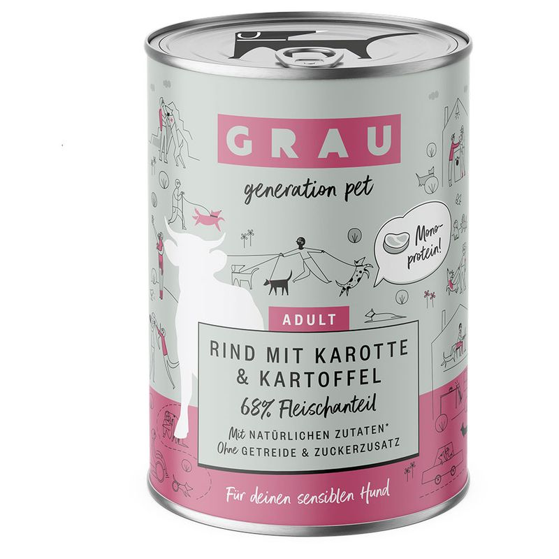 GRAU Hundefutter 6 x 400 g