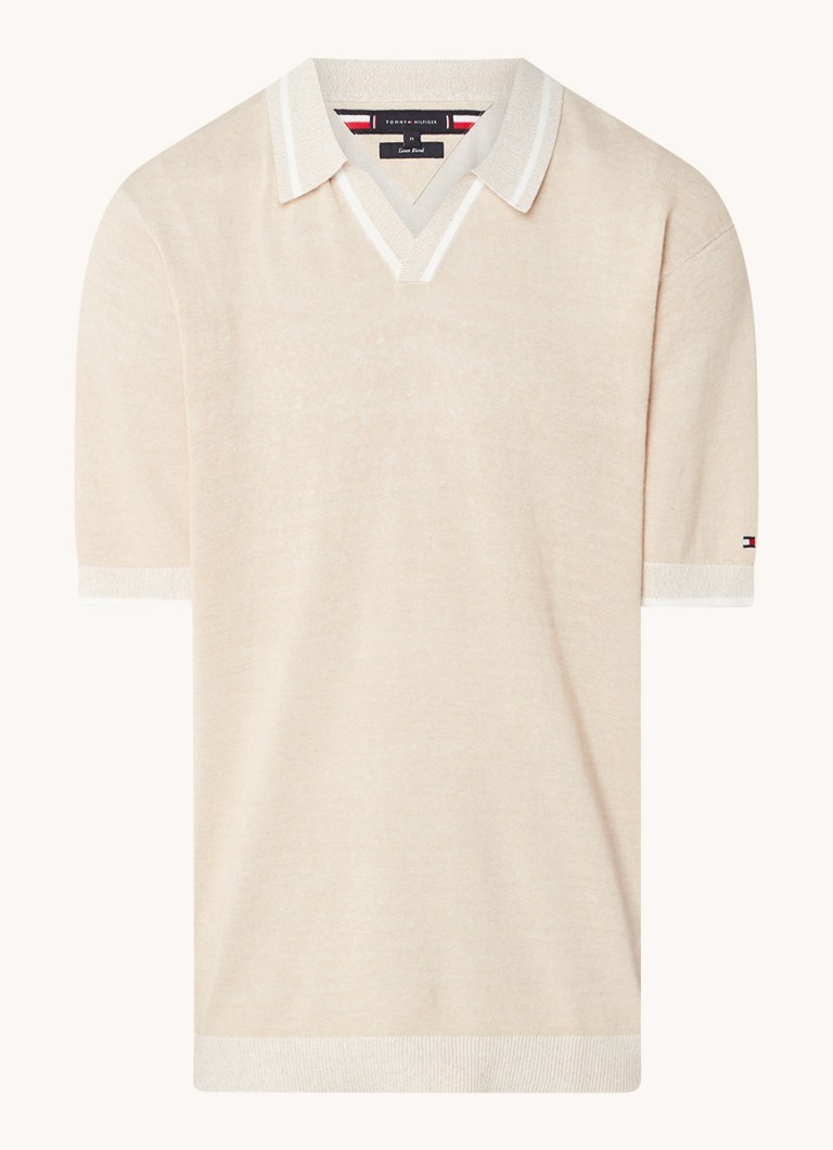 Tommy Hilfiger  Fijngebreide regular fit polo in linnenblend