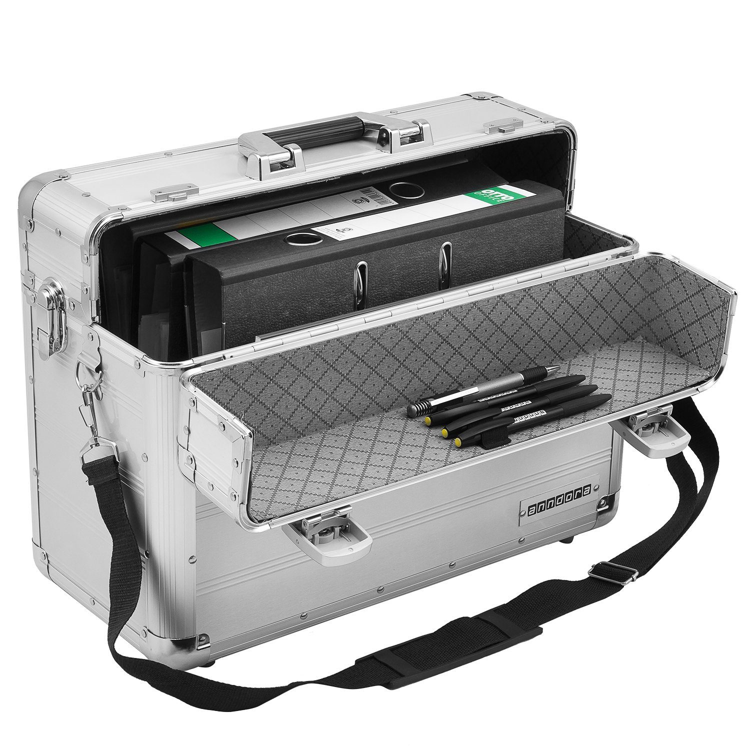 anndora Pilotenkoffer Businesskoffer TSA Schlösser Aluminium Oberfläche Farbwahl, 0 Rollen