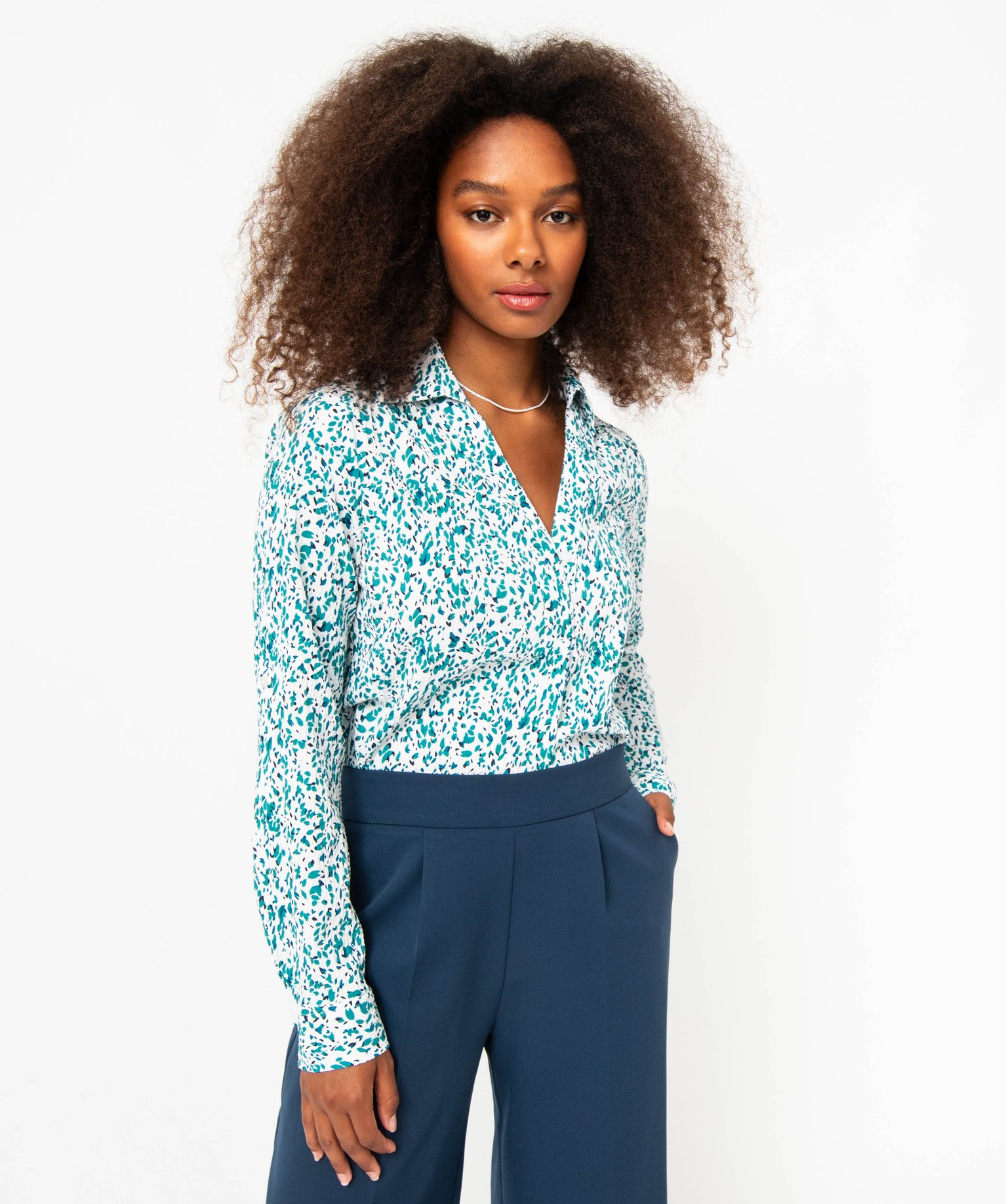 Chemise fleurie à manches longues femme imprime | GEMO