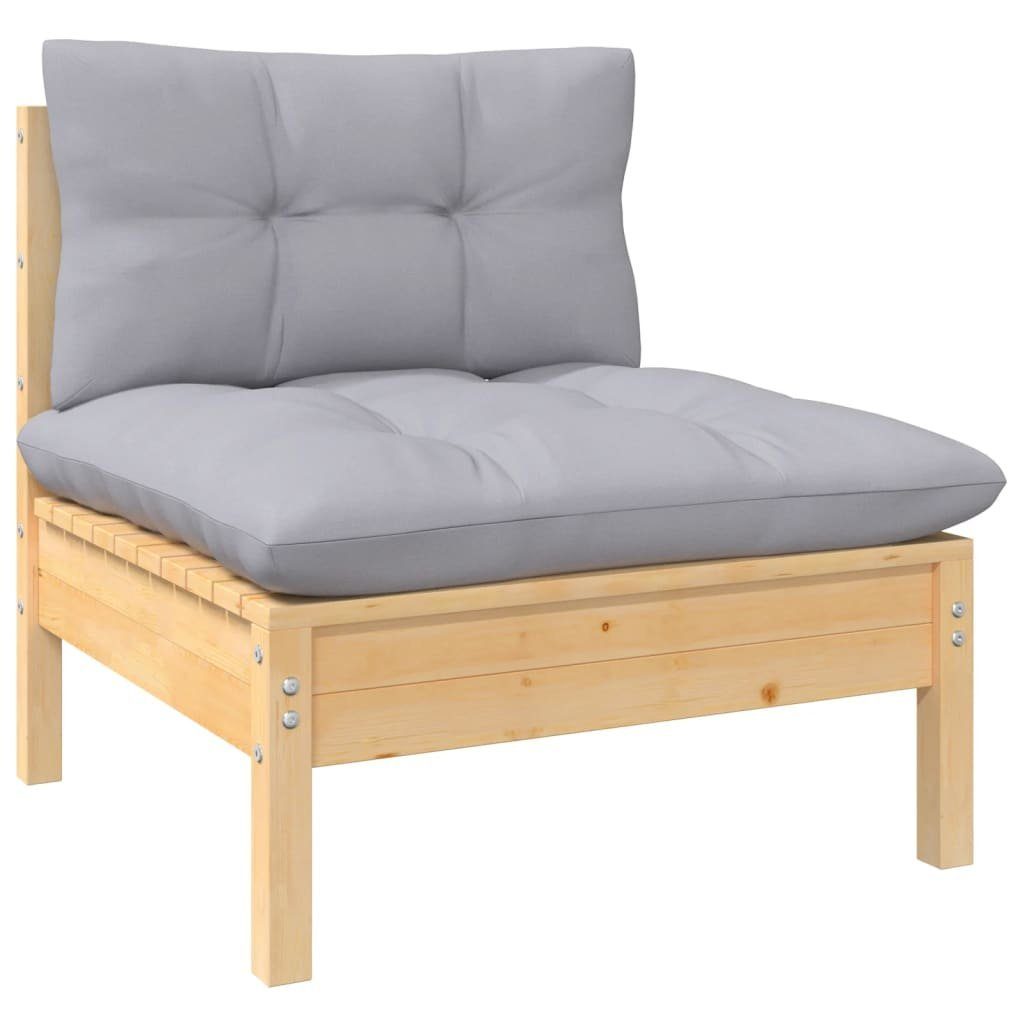 vidaXL Loungesofa 2-Sitzer-Gartensofa mit Grauen Kissen Massivholz Kiefer, 1 Teile