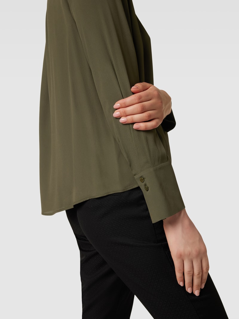 Bluse mit Schlüsselloch-Ausschnitt in khaki