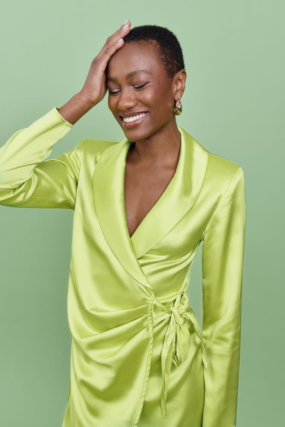 Satin wrap blazer dress