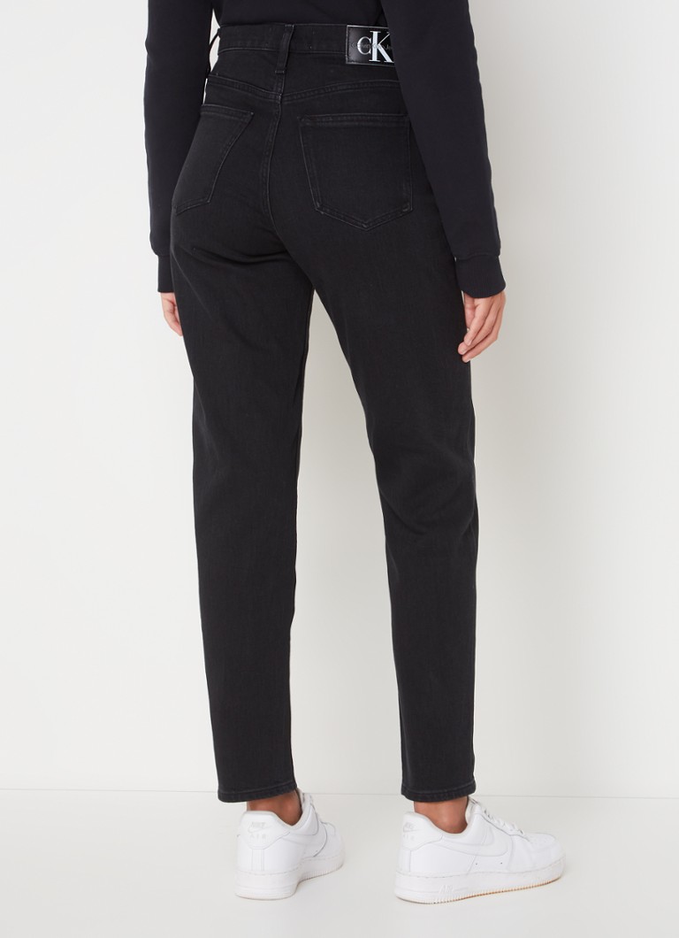 Blugi Calvin Klein cu talie înaltă, croială mom fit, cu decolorare