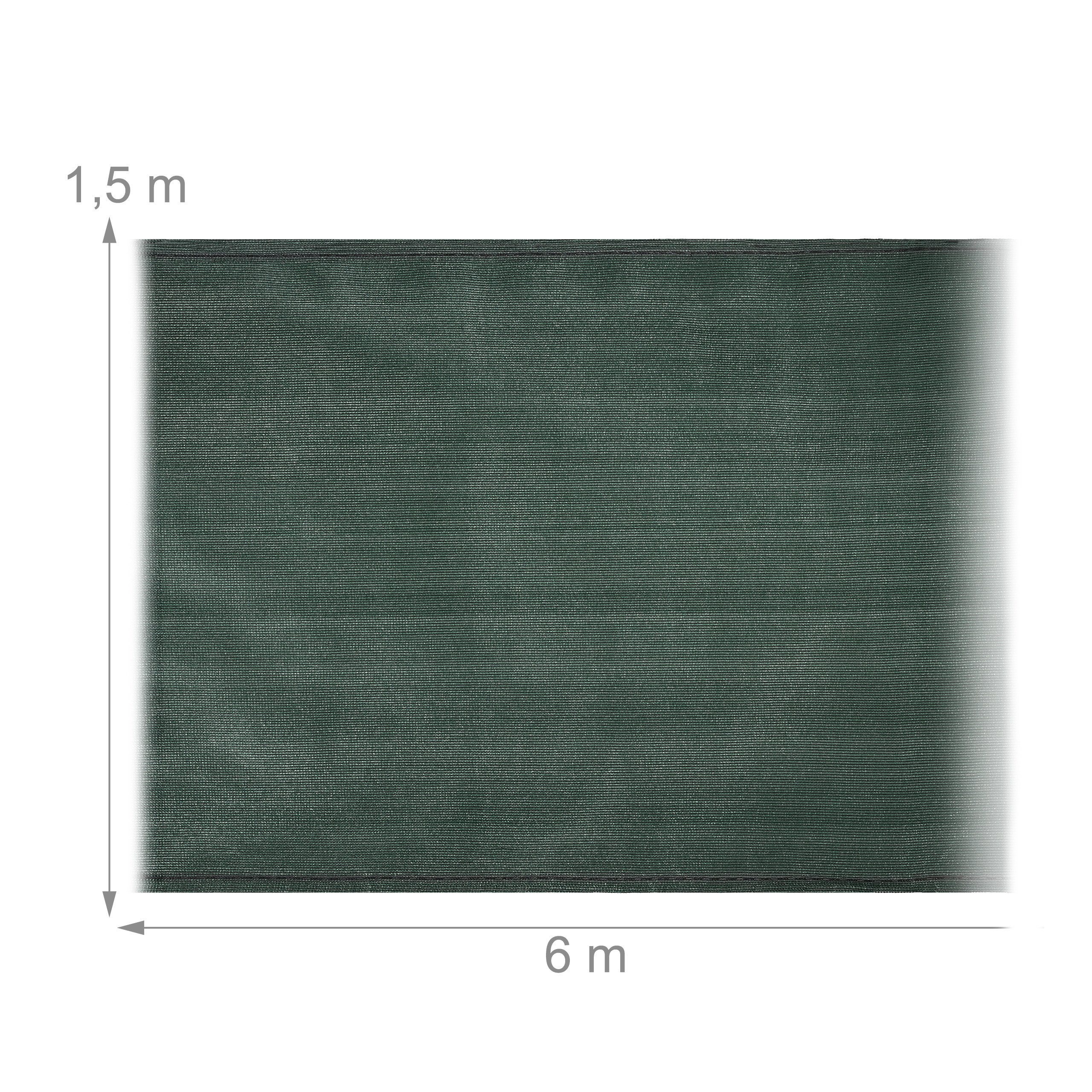 relaxdays Balkonsichtschutz Zaunblende 1,5m hoch dunkelgrün 1,5 x 6 Meter