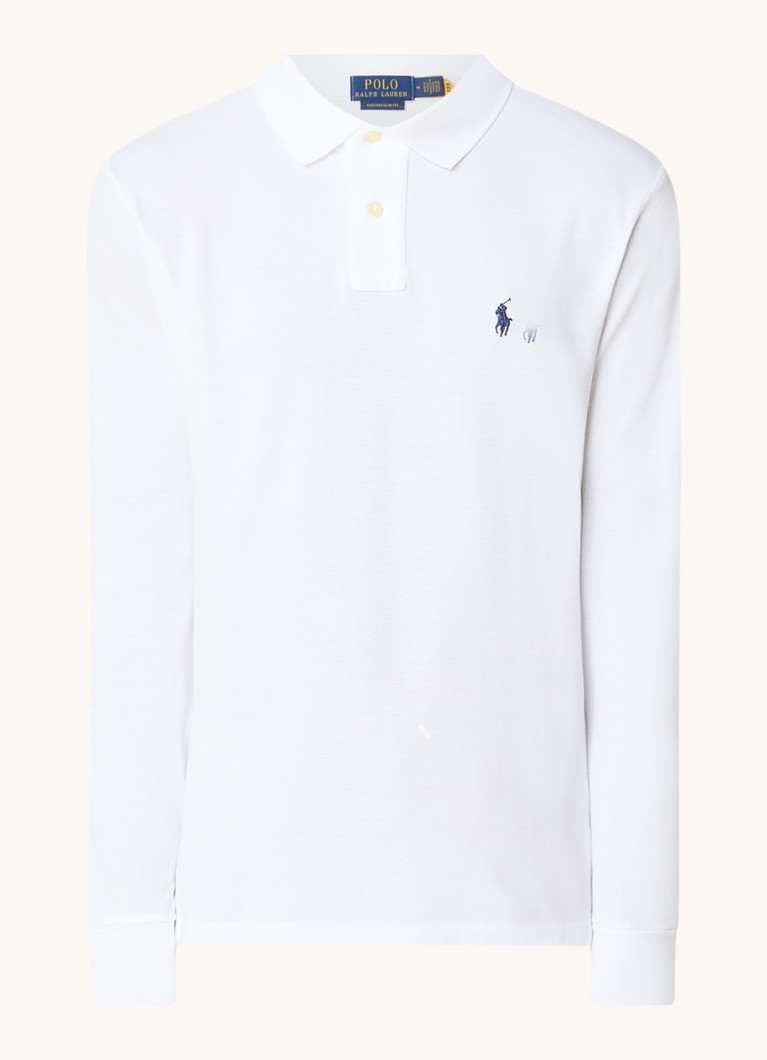 Cămașă cu mânecă lungă din bumbac piqué Polo Ralph Lauren, cu croială slim și croială ajustată