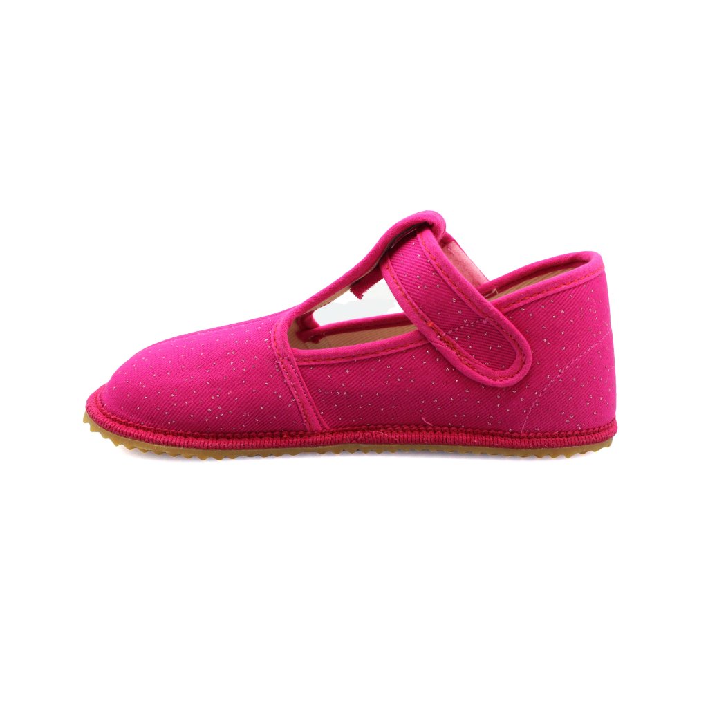 Beda rosa mit Glitzer schmalere Canvas Hausschuhe (BF-060010/W/02)