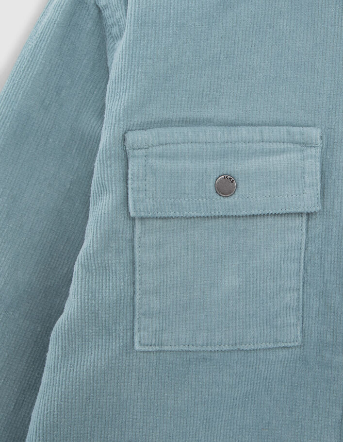 Chemise verte en velours milleraies garçon