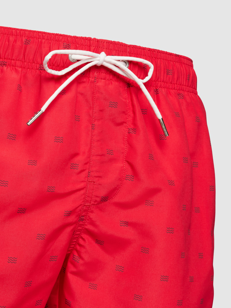Badehose mit Allover-Muster Modell 'Marineland' in rot