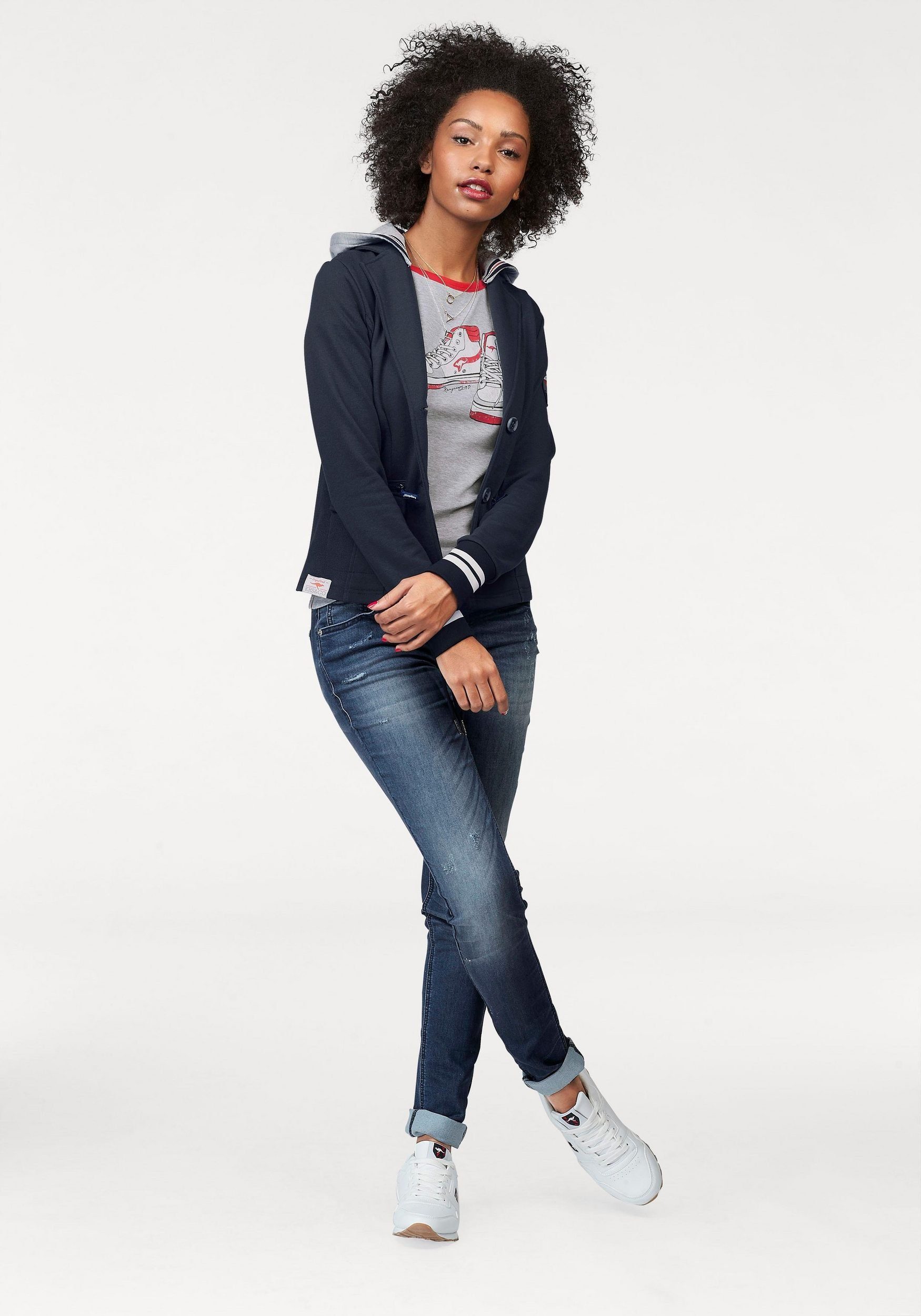 KangaROOS Sweatblazer mit vielen Details und abnehmbarer Kapuze