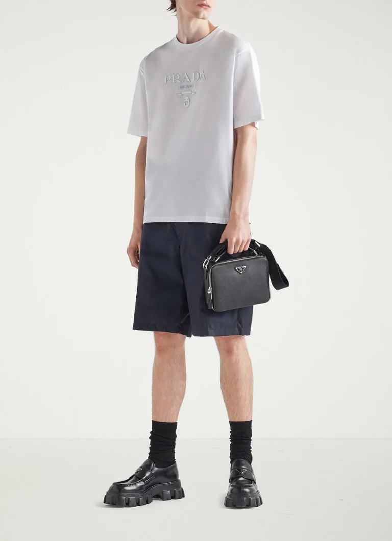 Tricou din bumbac cu logo Prada