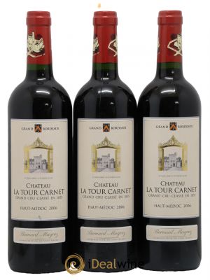 Château La Tour Carnet 4ème Grand Cru Classé  2006 - Lot de 3 Bouteilles