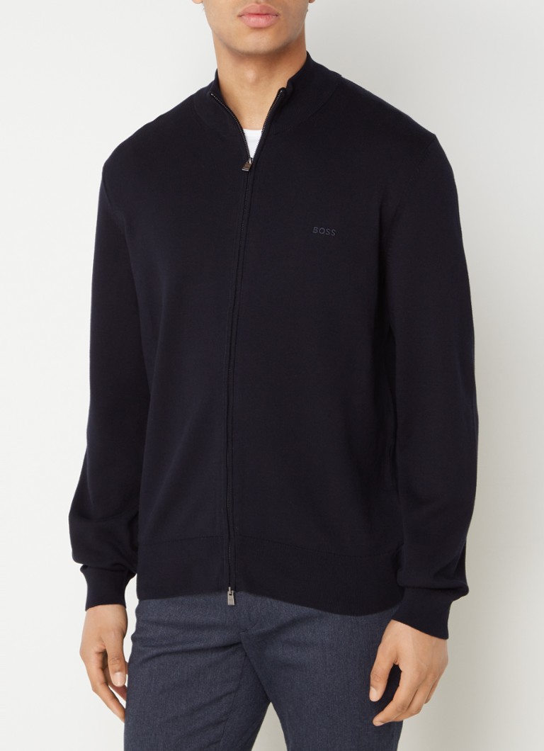 Cardigan Palano tricotat fin cu logo HUGO BOSS brodat