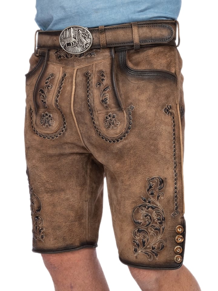 Gwandler Lederhose MARIUS-gespeckt in dunkelbraun günstig kaufen