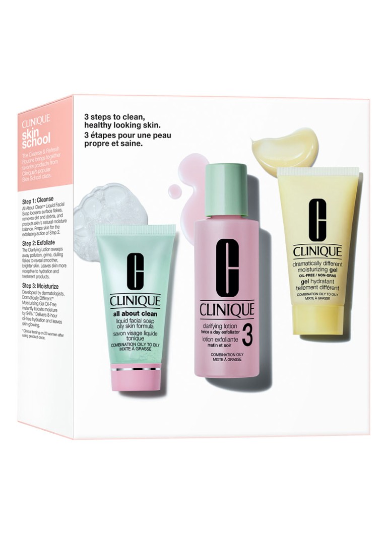 Trusă de îngrijire a pielii CLINIQUE Skin School Supplies: Curs de reîmprospătare a curățării (Tip 3)