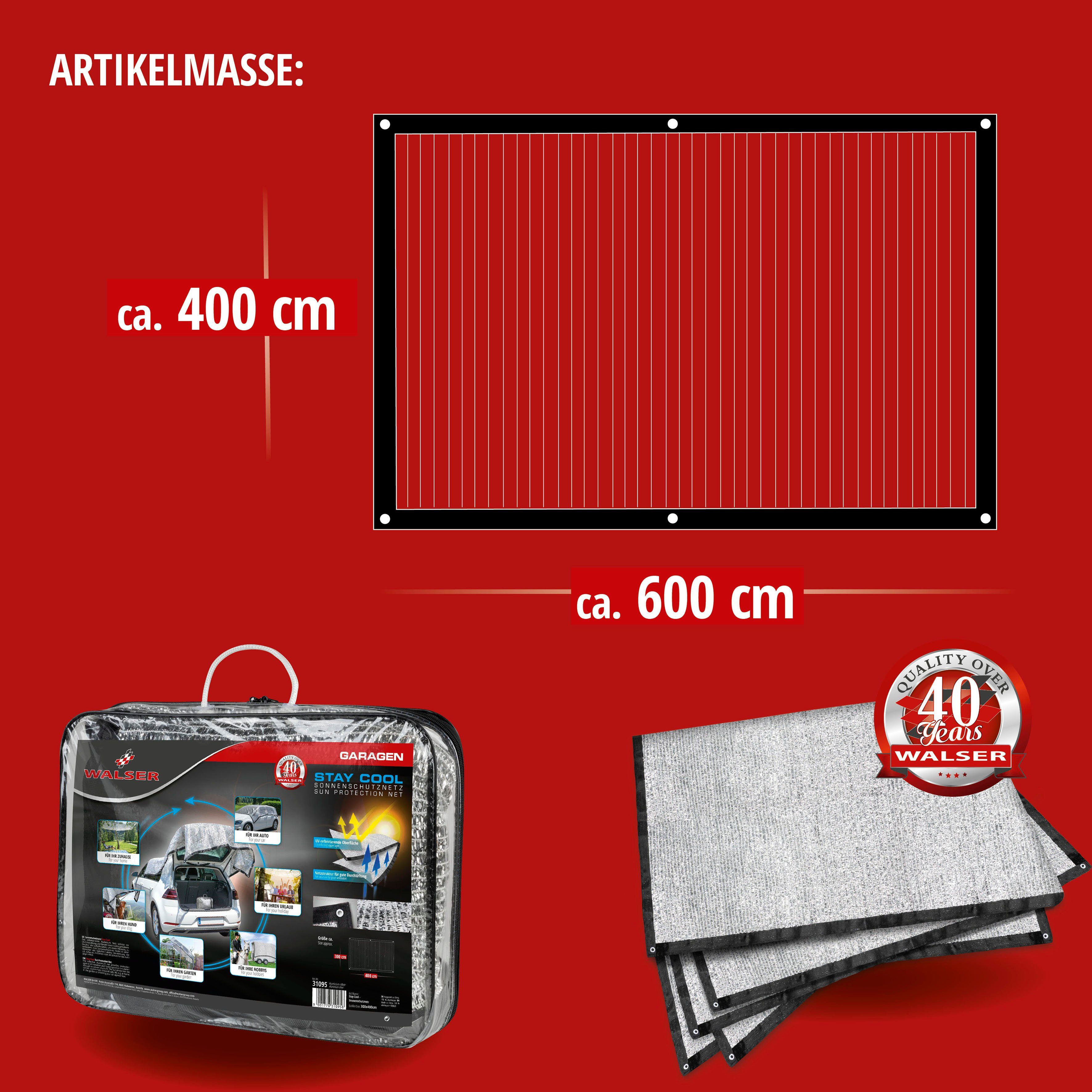 WALSER Autosonnenschutz Netz Stay Cool, 600 x 400 cm, 4 x 6 Meter