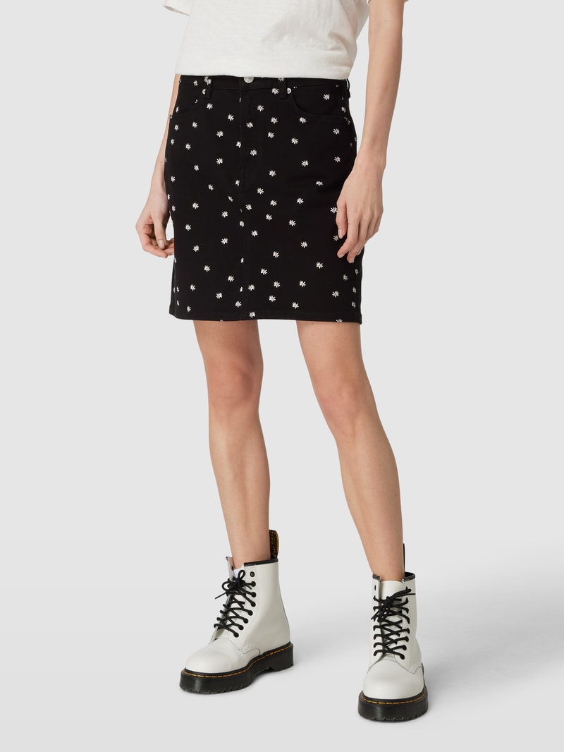 Minirock mit floralem Allover-Muster Modell 'Margarite' in schwarz