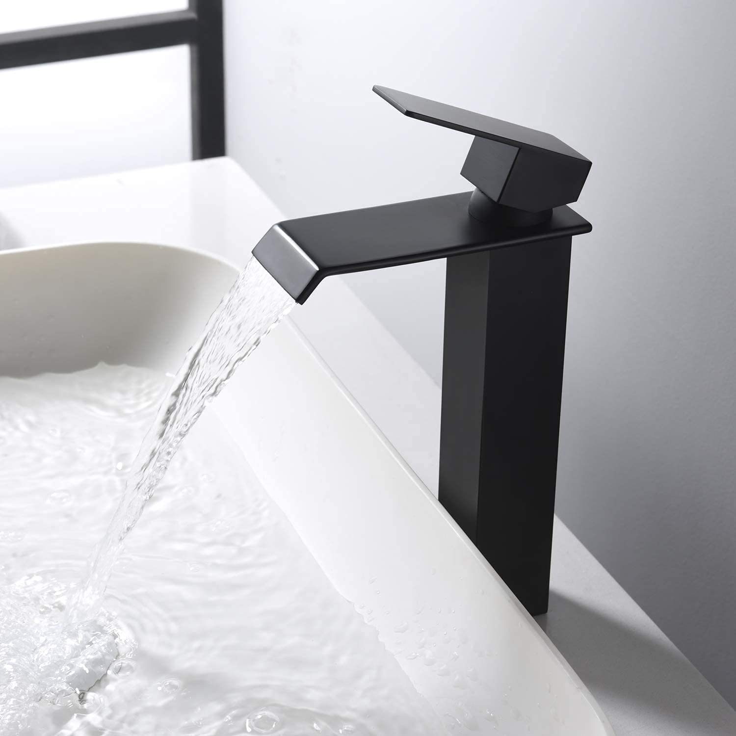 Sumerain Badarmatur Wasserfall wasserhahn bad (mischbatterie waschbecken, wasserhahn) waschtischarmatur schwarz