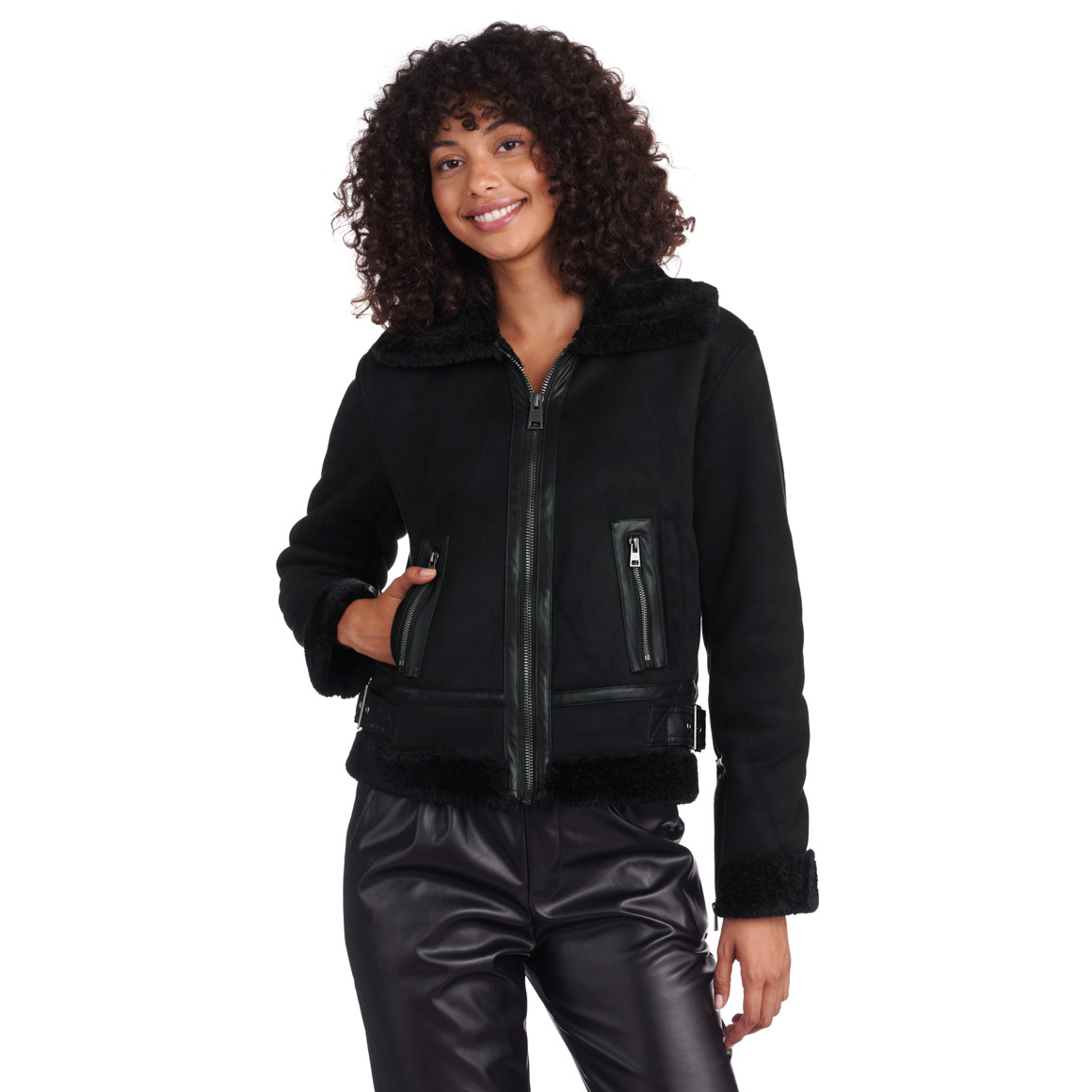 Damen Jacke mit Lammfellimitat gefüttert