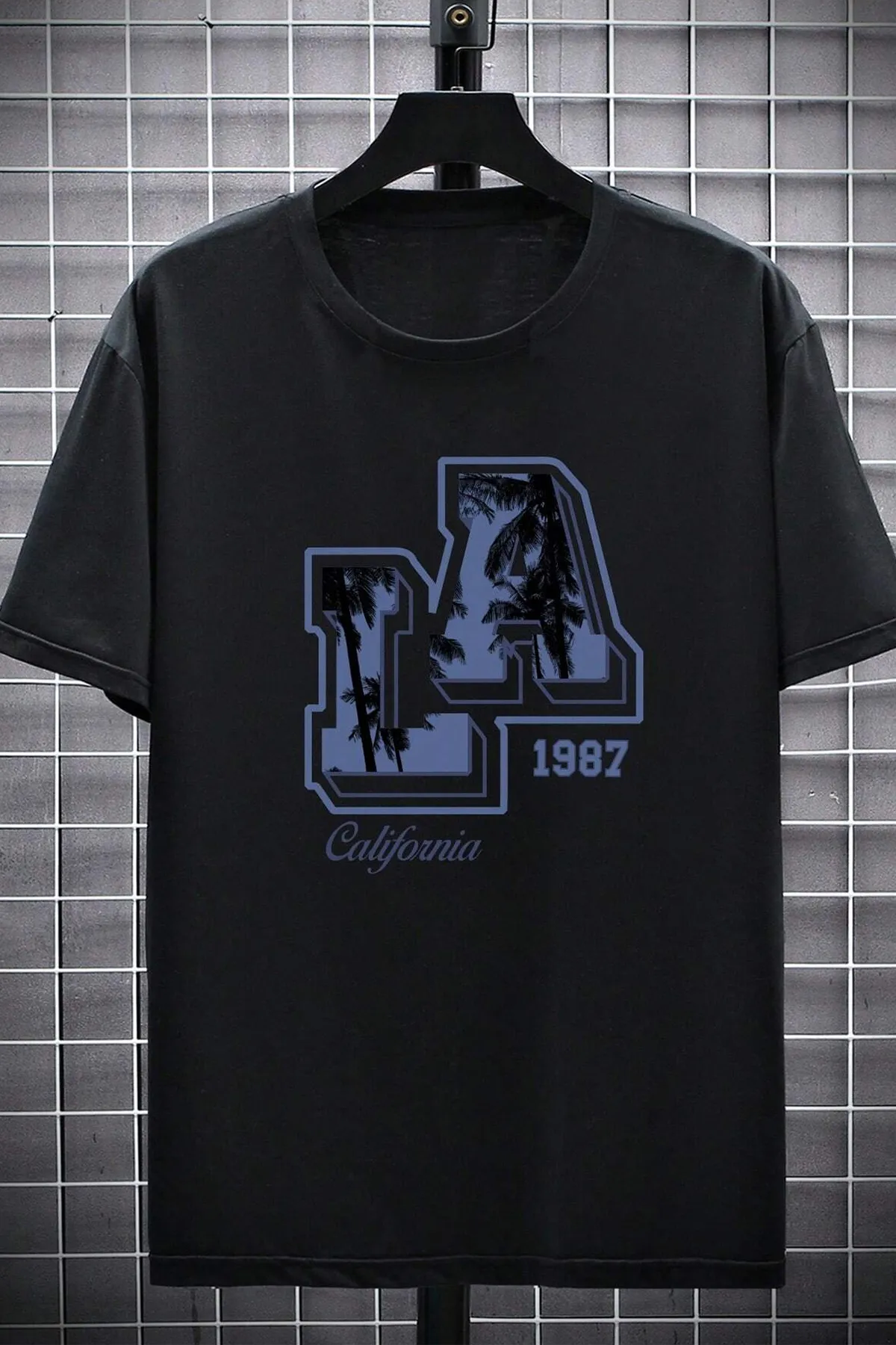 uyguntarz  Bedrucktes Oversize-T-Shirt „La California 1987“ für Herren