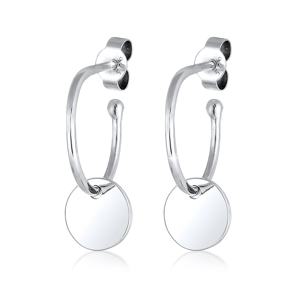 Elli Elli Boucles d'Oreilles Femmes Pendentif d'oreilles Géo Plaquette Créole en Argen Boucles d'oreilles